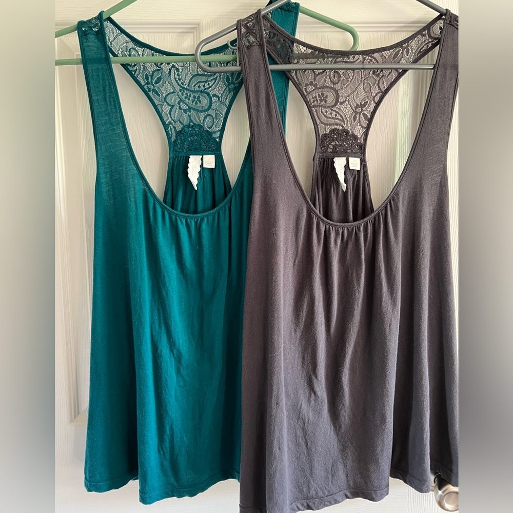 Anthropologie Teal & Gray Tank ~ L